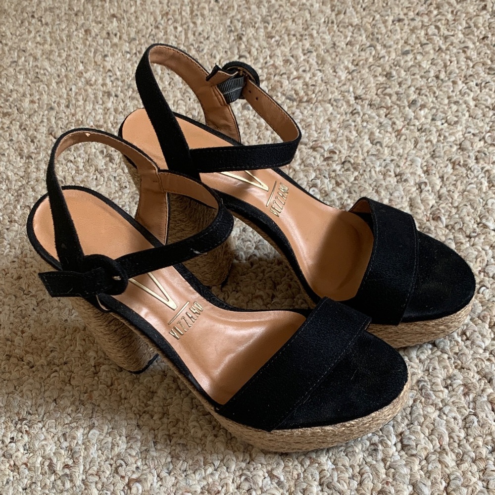 Vizzano Black Espadrille Heels Size 7